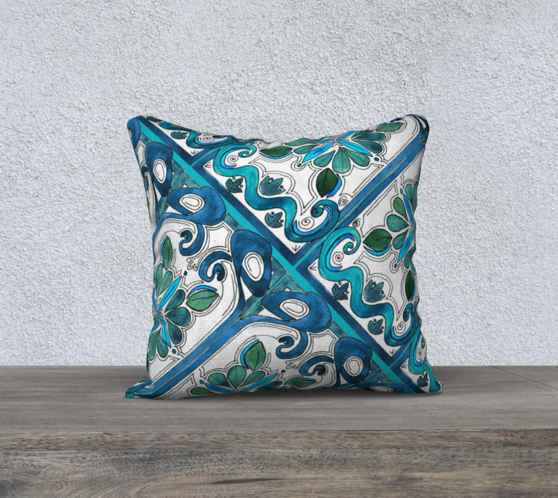 Turquoise Art Nouveau II 18inX18in Pillow Case preview