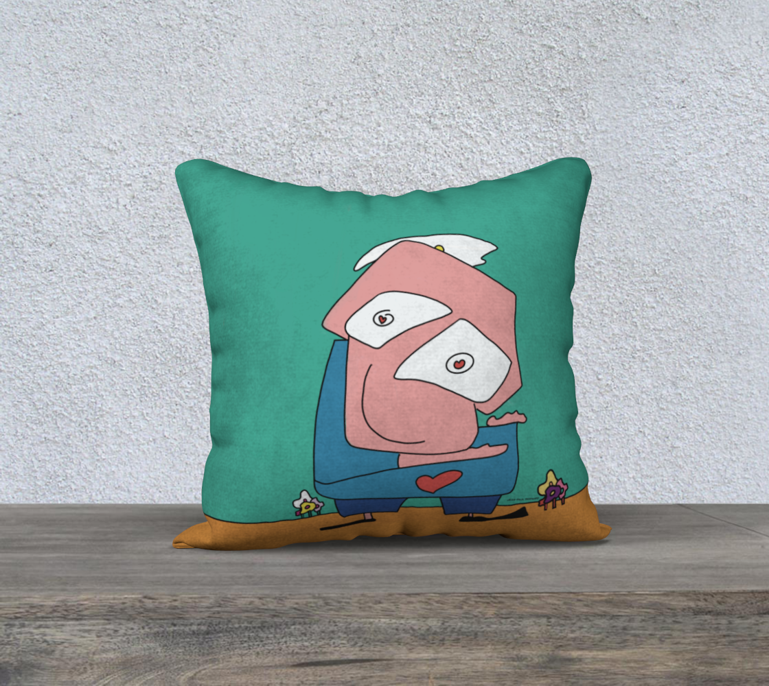 Aperçu de Coussin 18 x 18 dessin JPetMEL mr fleurs vert et jaune #2