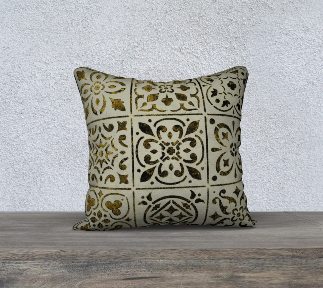 18x18 Pillow Case * Gold Black White Moroccan Tile Print * Linen*Canvas*Velveteen Decorative Pillow Covers * Abstract Geometric Design preview