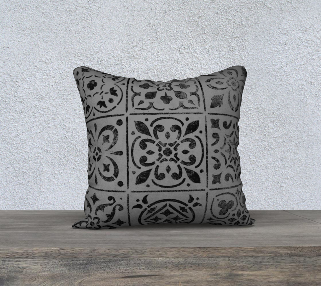 18x18 Pillow Case * Abstract Geometric Moroccan Tile Design * Gray Black Print Linen*Canvas*Velveteen Decorative Pillow Covers thumbnail #3