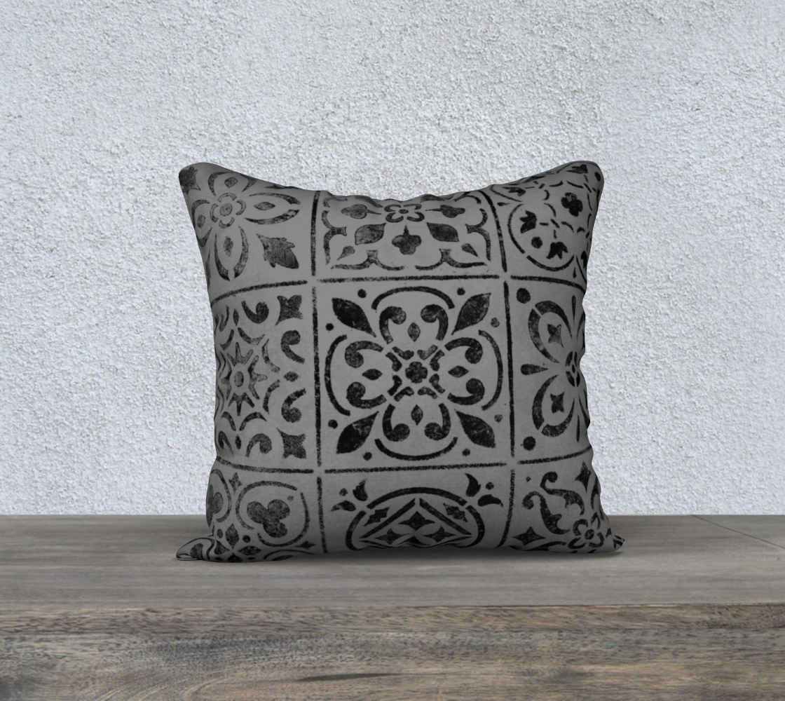 Aperçu de 18x18 Pillow Case * Abstract Geometric Moroccan Tile Design * Gray Black Print Linen*Canvas*Velveteen Decorative Pillow Covers