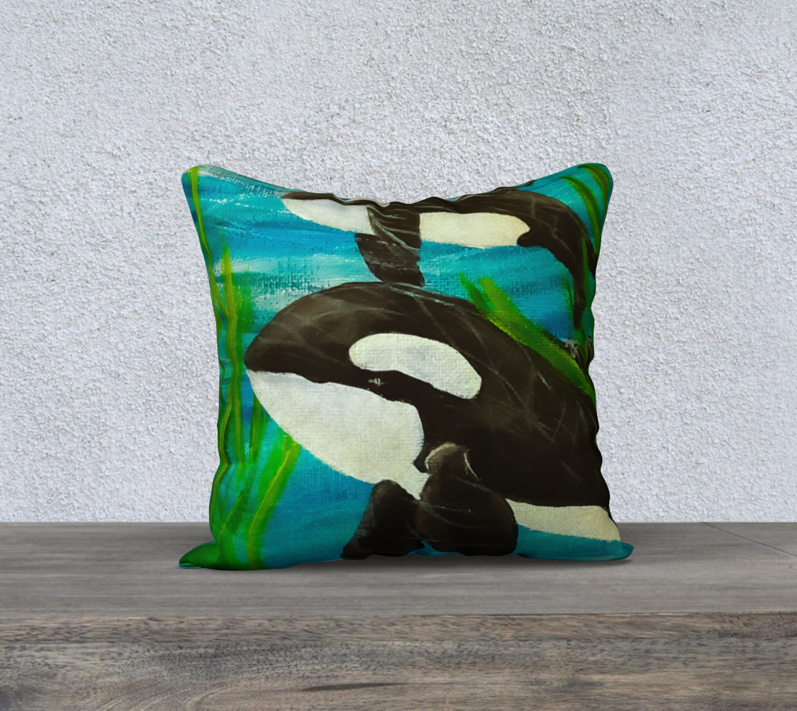 Orca Whales 18 x 18 Pillow Case preview #1