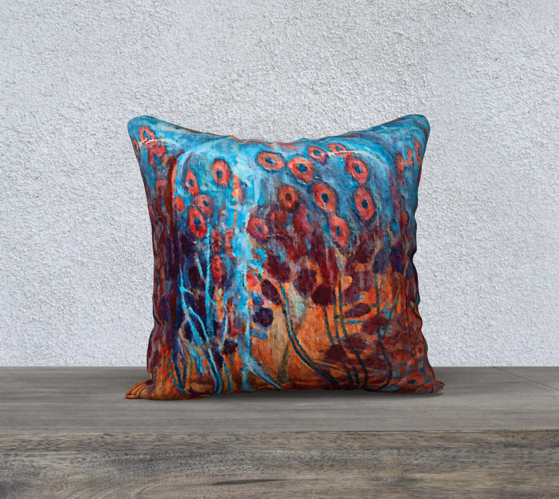 Abstract Floral Red Wine Blue Salmon Orange Miniature #2