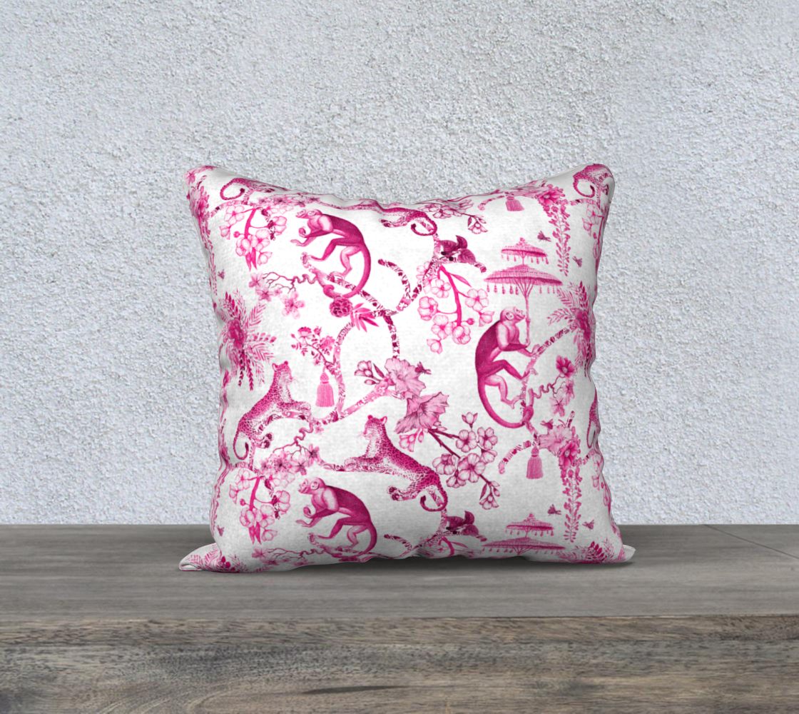 Aperçu de 18" x 18" Cushion Cover - Chinoiserie Whimsy - Pink