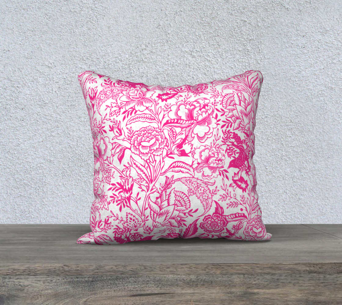 Aperçu de 18" x 18" Cushion Cover - Vintage Peony Floral - Pink