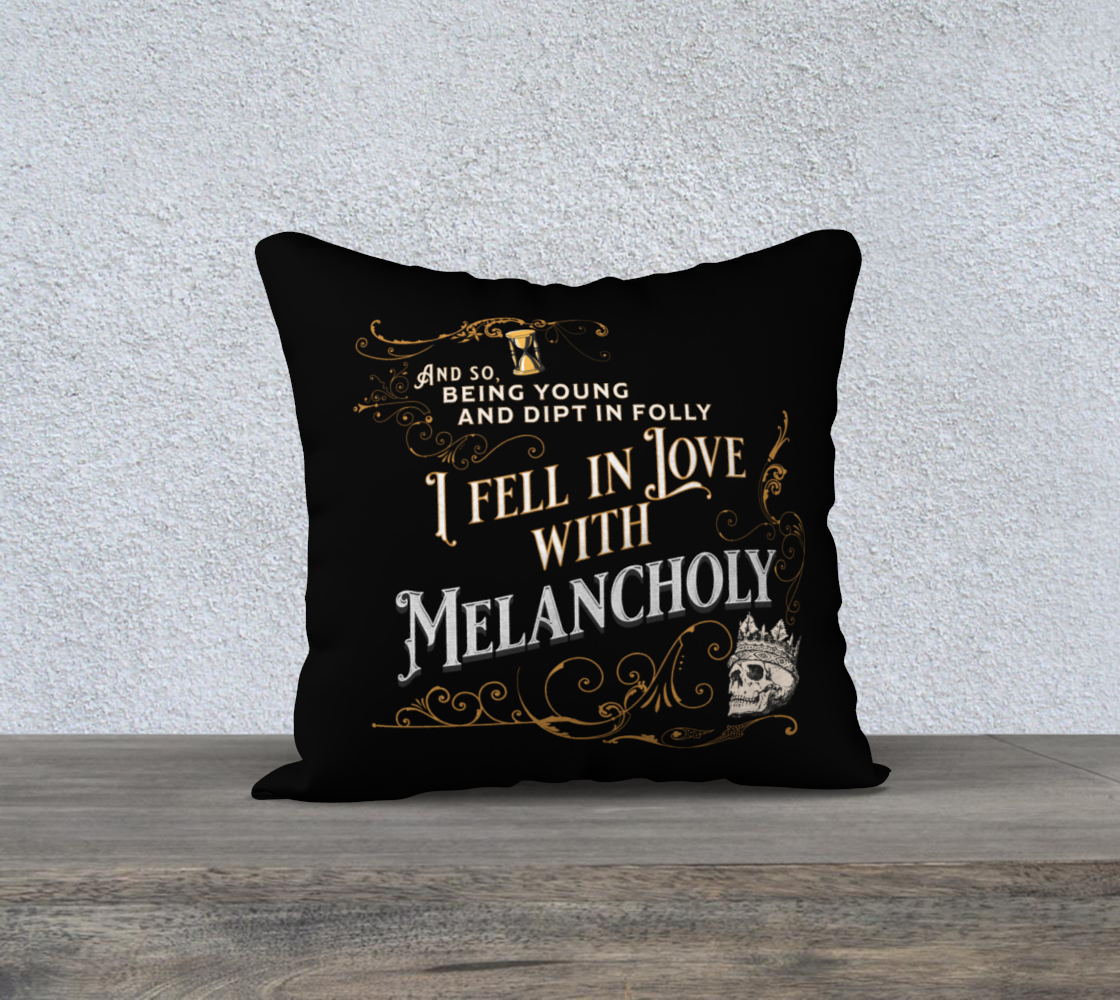 I Fell in Love with Melancholy - Gold Ver | 18x18 Velveteen Goth Pillowcase preview