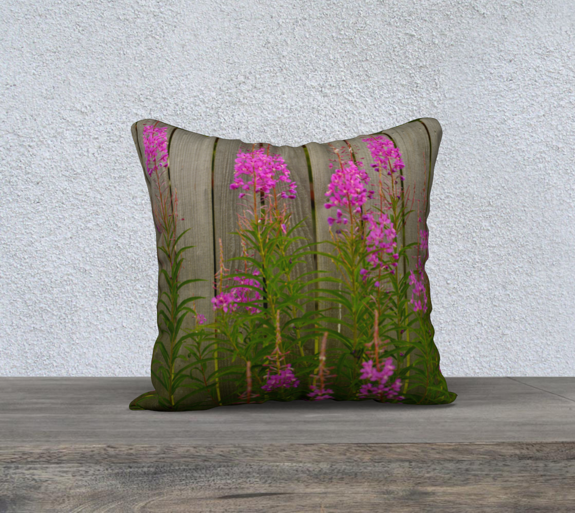 Fireweed on Fence 18x18 zippered throw pillow cover preview
