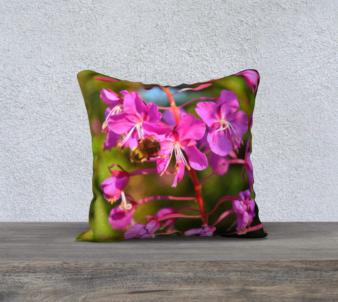Fireweed and Bee 18x18 zippered throw pillow cover preview