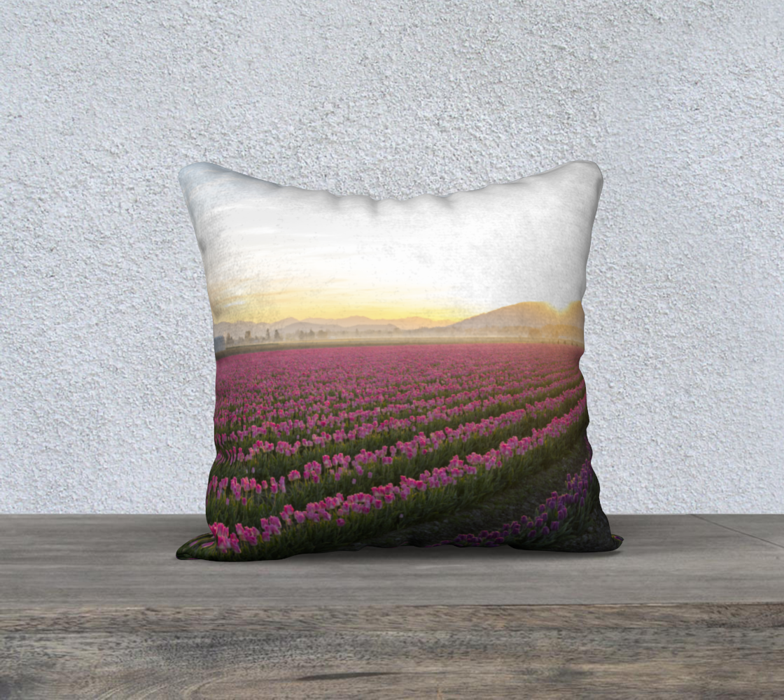 Tulip Field 18x18 zippered throw pillow case preview