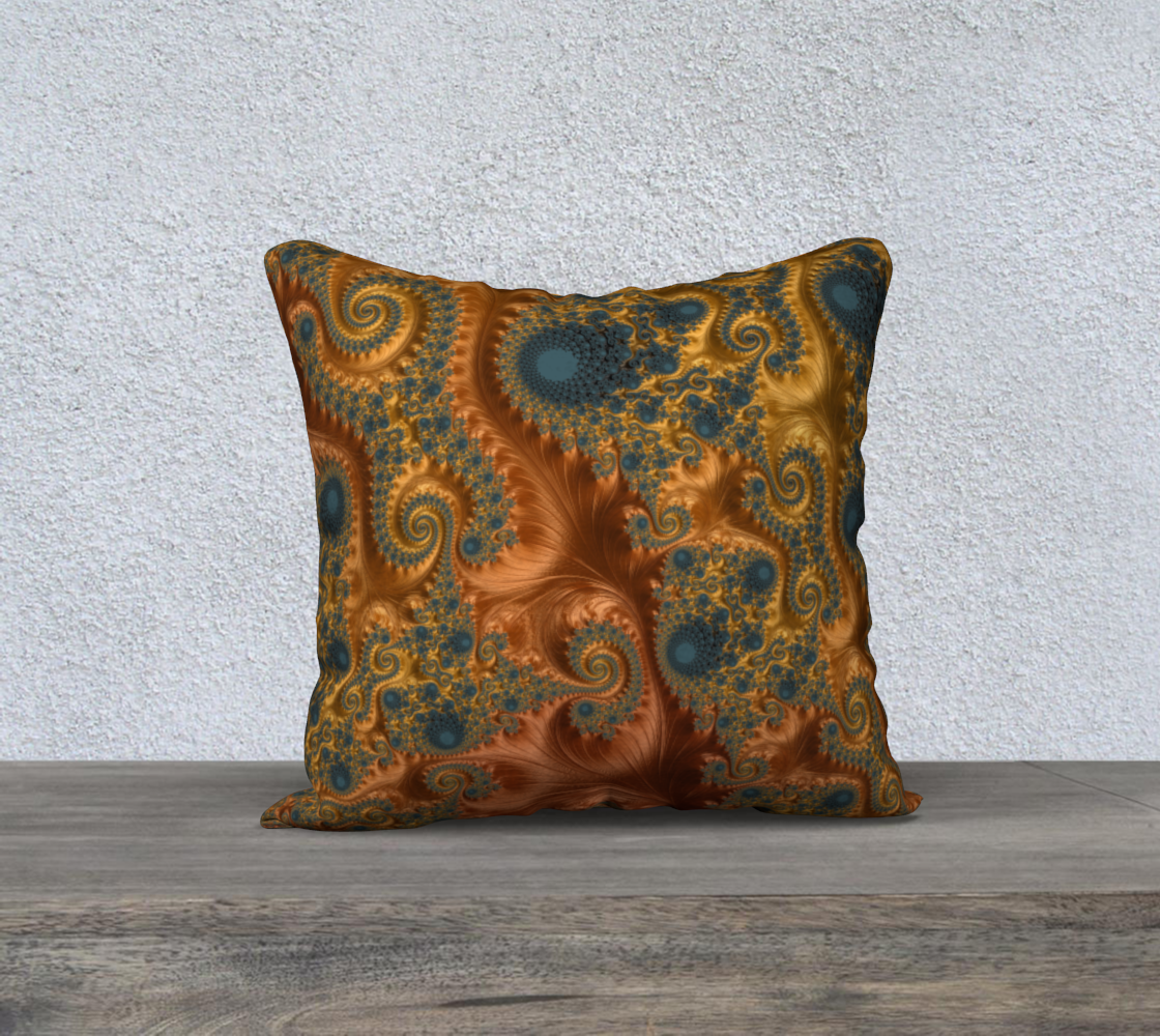 Copper Leaves Teal 18x18 Throw Pillow Cover preview