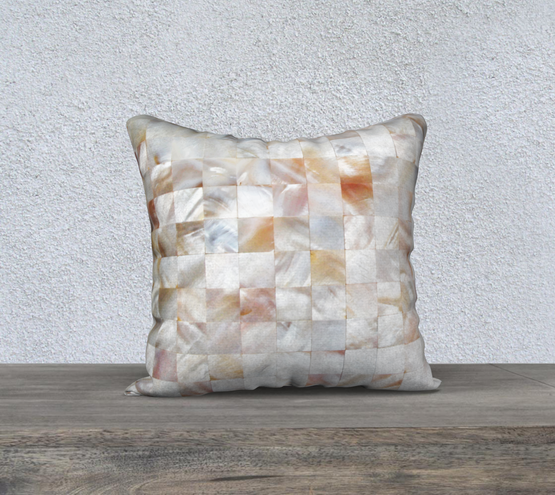 Aperçu de Mother of Pearl, Exotic Tiles Photography, Neutral Minimal Geometrical Graphic Design Pillow Case 18 x 18 #2