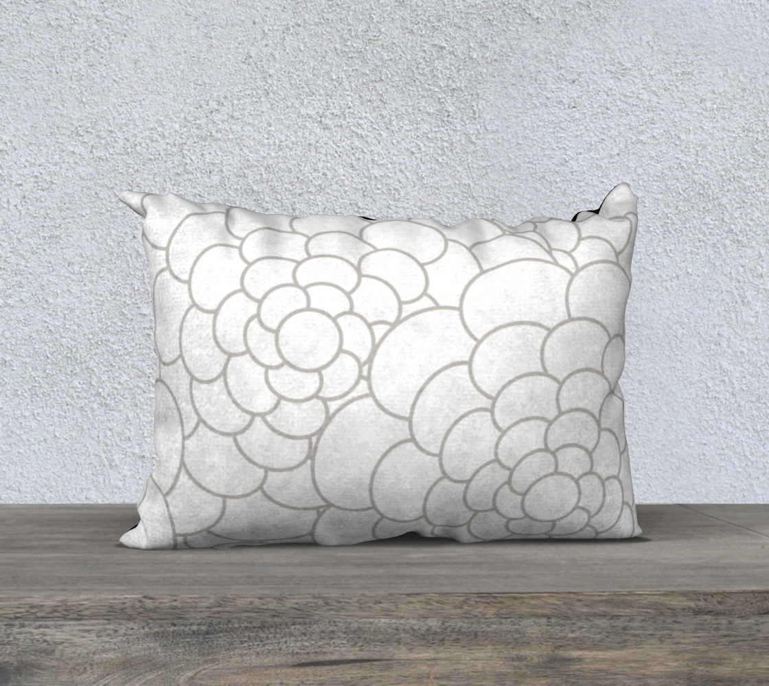 Beige on White Oval Flowers Pillow 20X14 190308A preview