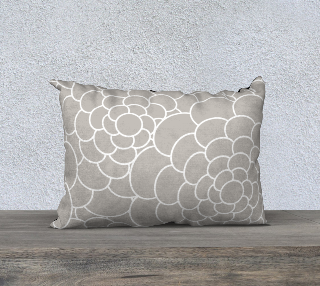 White on Beige Oval Flowers Pillow 20X14 190308B preview