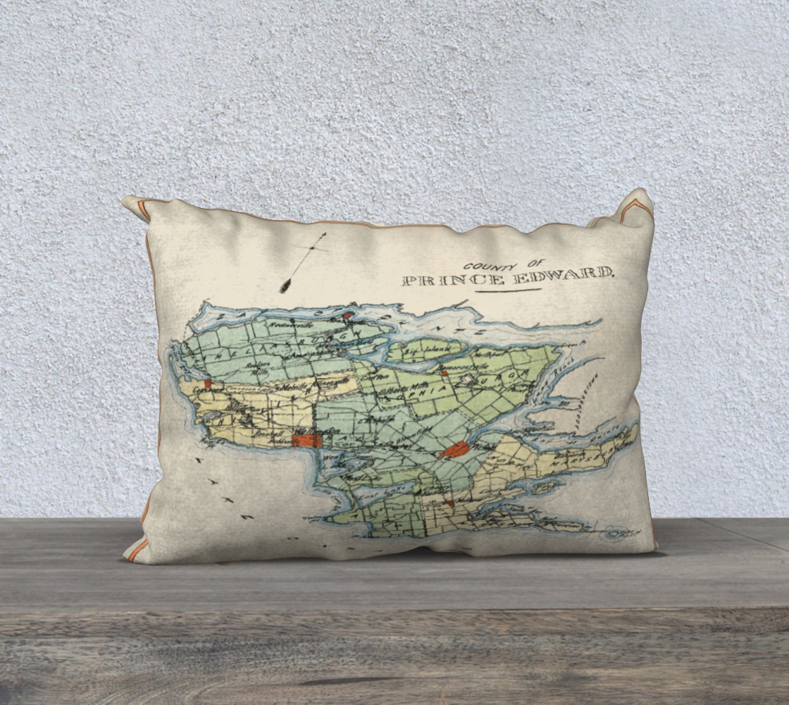 Antique Prince Edward County Map Lumbar Pillow Cover preview