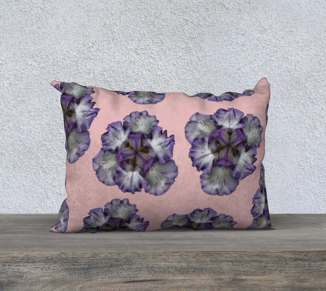Aperçu de 20x14 Pillow Case * Purple Iris on Pink Linen*Canvas*Velveteen Pillow Covers * Decorative Throw Pillowcases