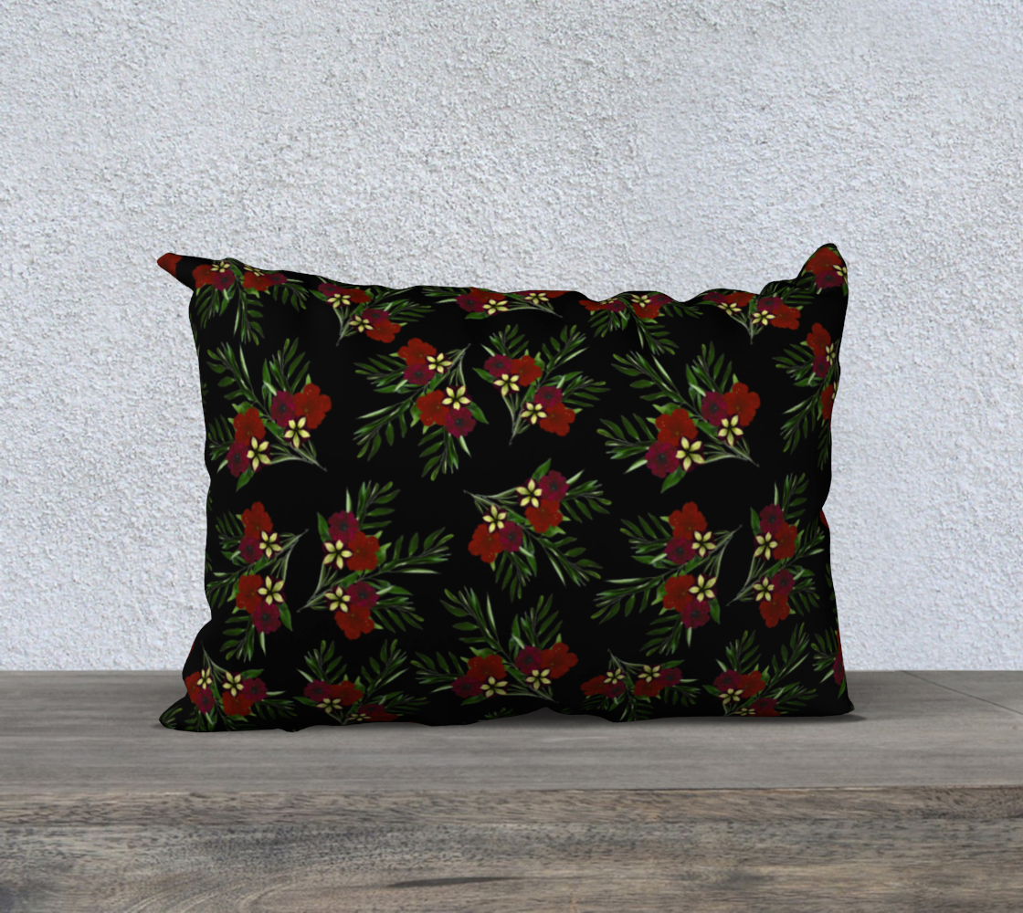Aperçu de 20x14 Pillow Case * Abstract Floral Pillow Cover * Linen*Canvas*Velveteen Decorative Holiday Pillows* Red Petunia w/ Greenery 
