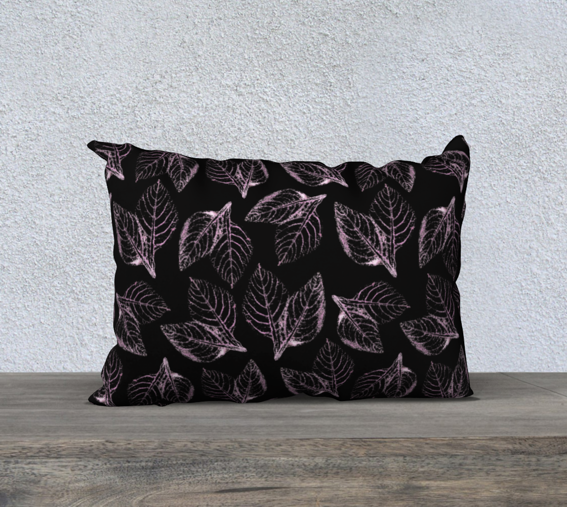 Aperçu de 20x14 Pillow Case * Abstract Floral Pillow Cover * Linen*Canvas*Velveteen Decorative Pillows*Pink Amaranth Leaves on Black  Watercolor Impressions Design