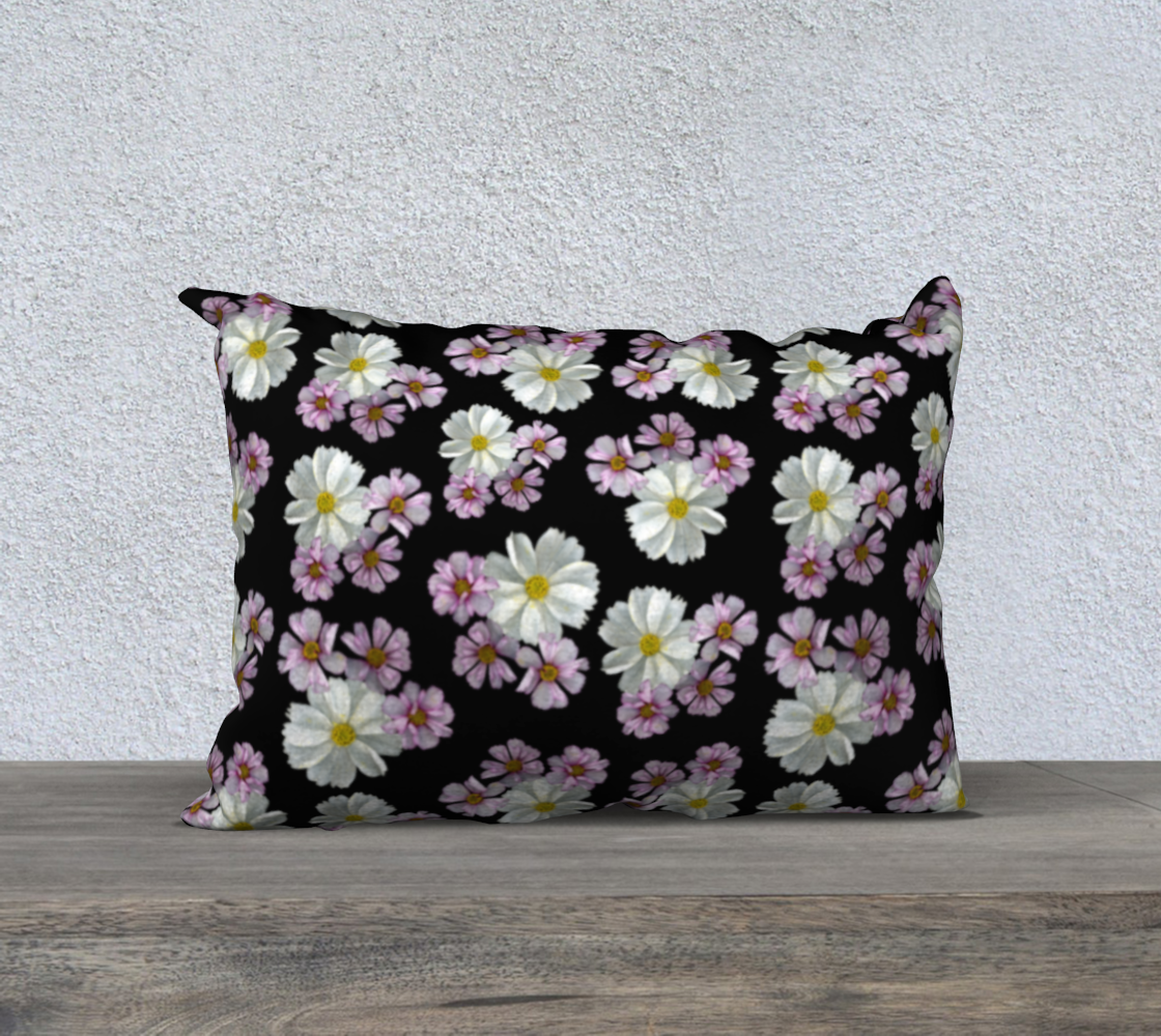 Aperçu de 20x14 Pillow Case * Abstract Floral Pillow Cover * Linen*Canvas*Velveteen Decorative Pillows * Pink Purple White Cosmos Blossoms #2