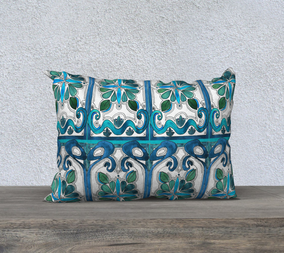 Turquoise Art Nouveau 20inX14in Pillow Case preview
