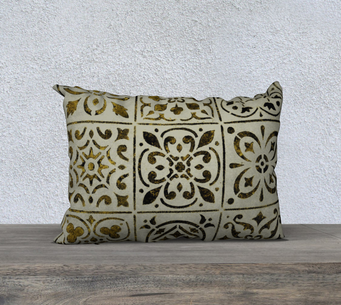 Aperçu de 20x14 Pillow Case * Gold Black White Moroccan Tile Print * Geometric Abstract Design* Linen*Canvas*Velveteen Decorative Pillow Covers
