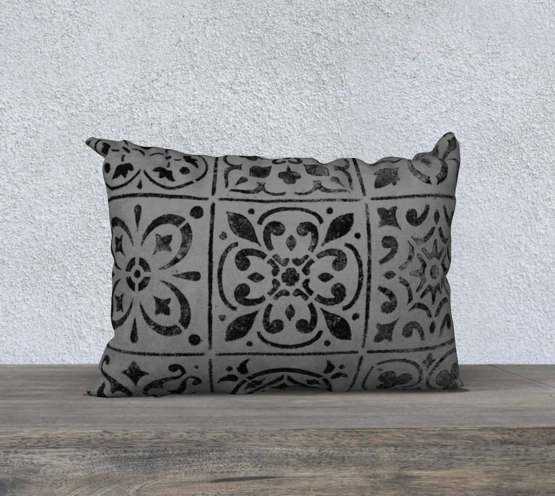 20x14 Pillow Case * Abstract Geometric Moroccan Tile Design * Gray Black Linen*Canvas*Velveteen Pillow Covers preview #2