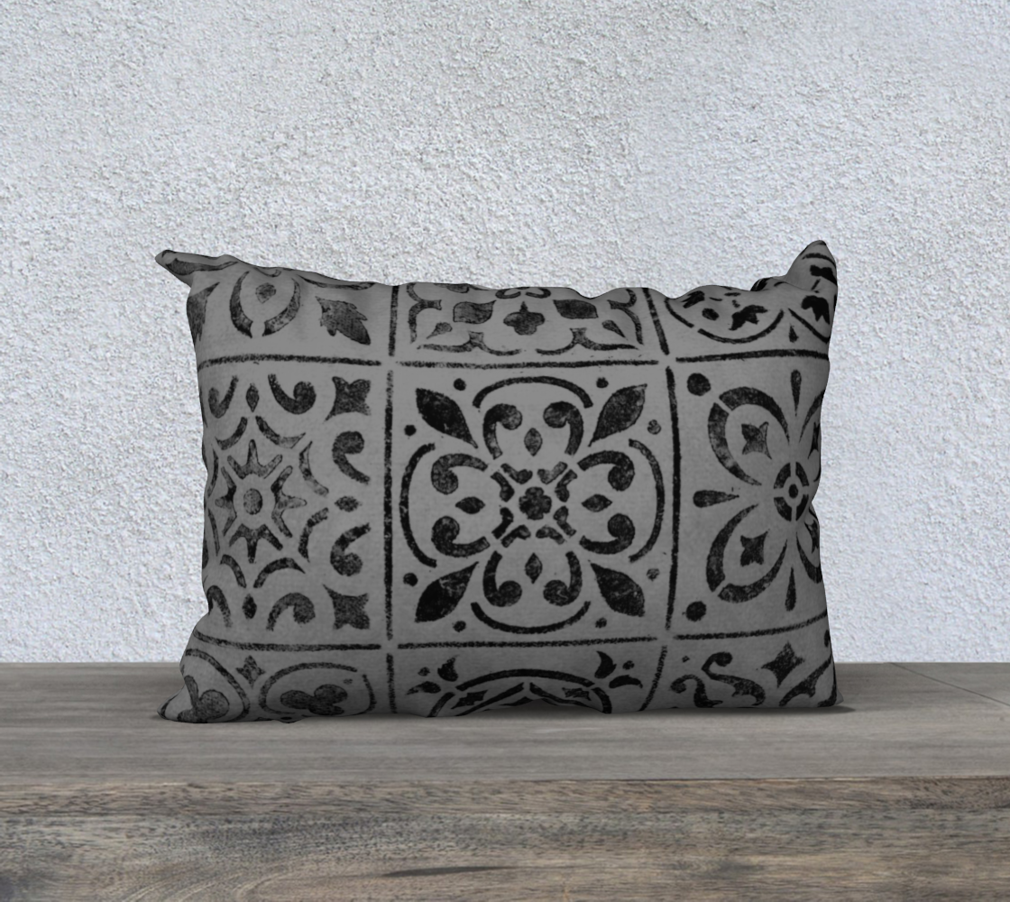 Aperçu de 20x14 Pillow Case * Abstract Geometric Moroccan Tile Design * Gray Black Linen*Canvas*Velveteen Pillow Covers