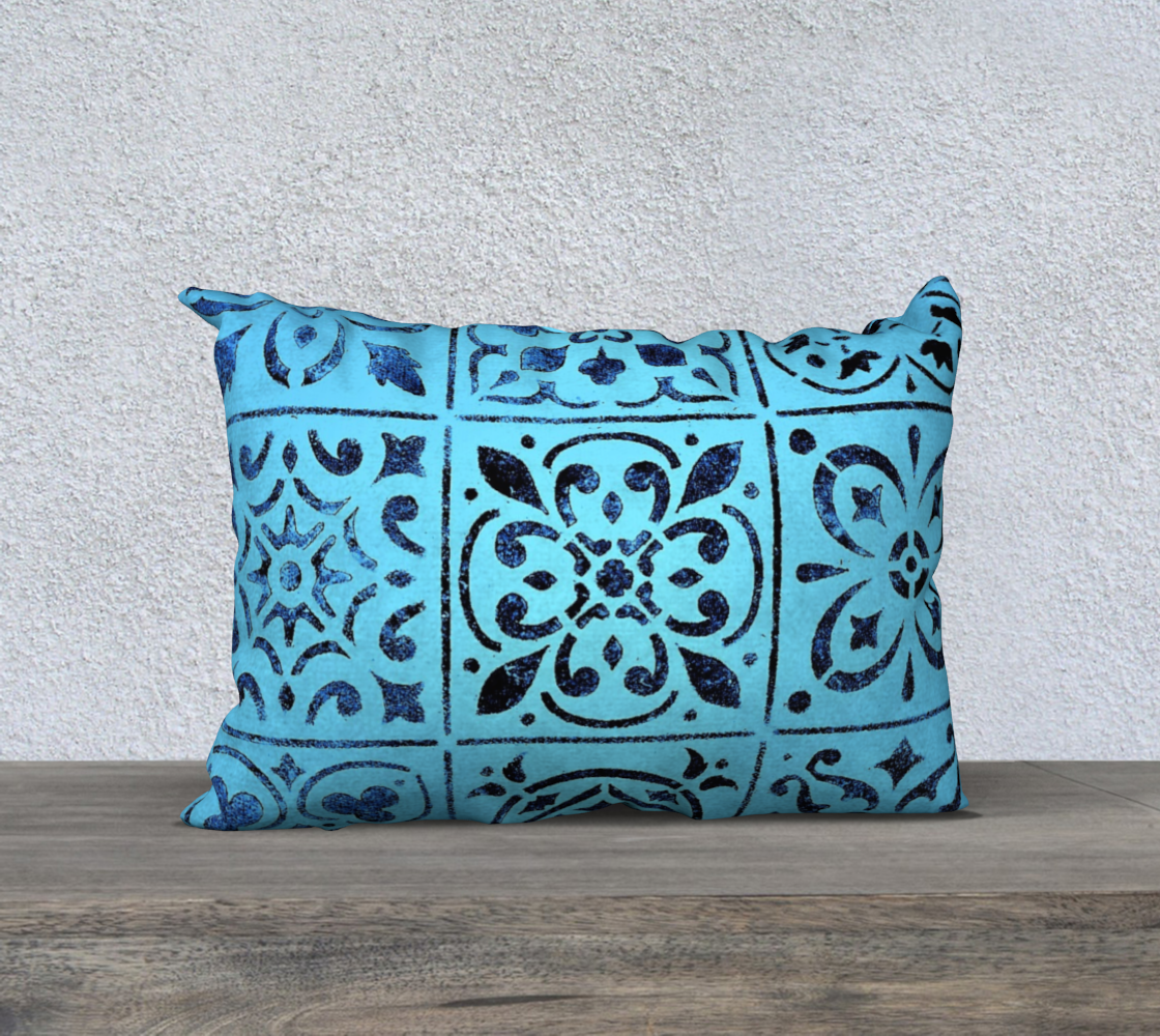 Aperçu de 20x14 Pillow Case * Blue Abstract Geometric Moroccan Tile Print * Canvas*Linen*Velveteen Decorative Pillow Covers