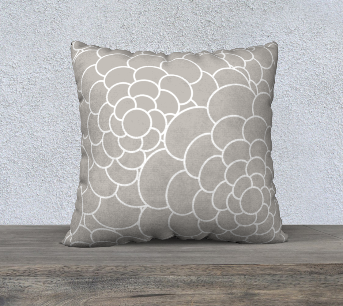 White on Beige Oval Flowers Pillow 22 190308B preview