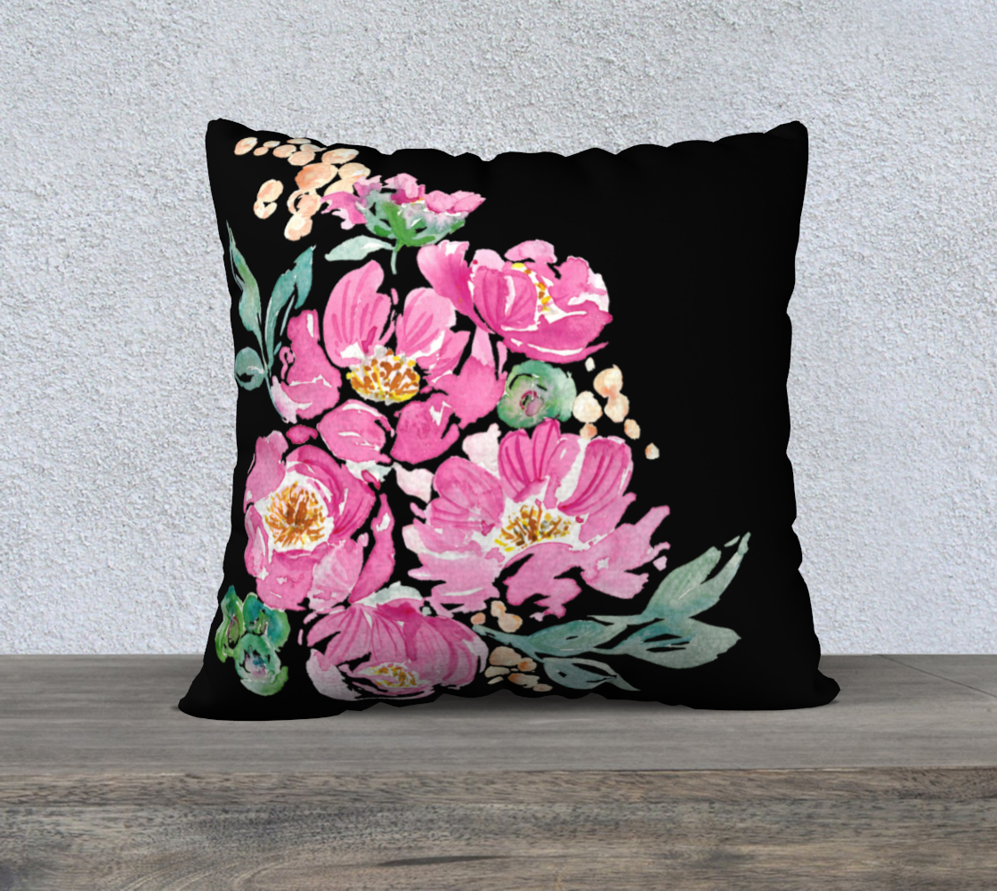Peonies on Black Pillow 2019 preview