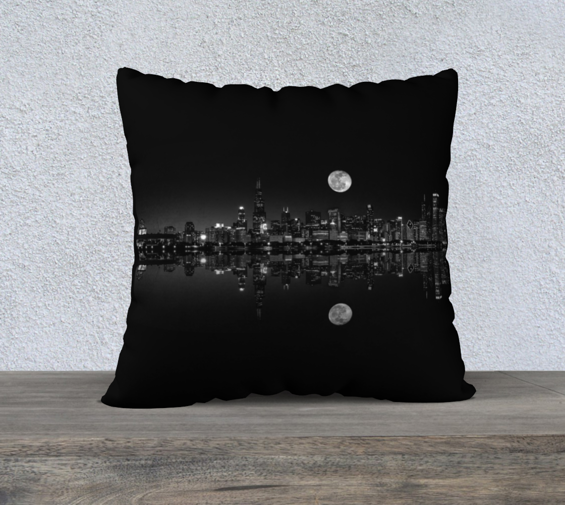 Moon Over Chicago Square Pillow preview