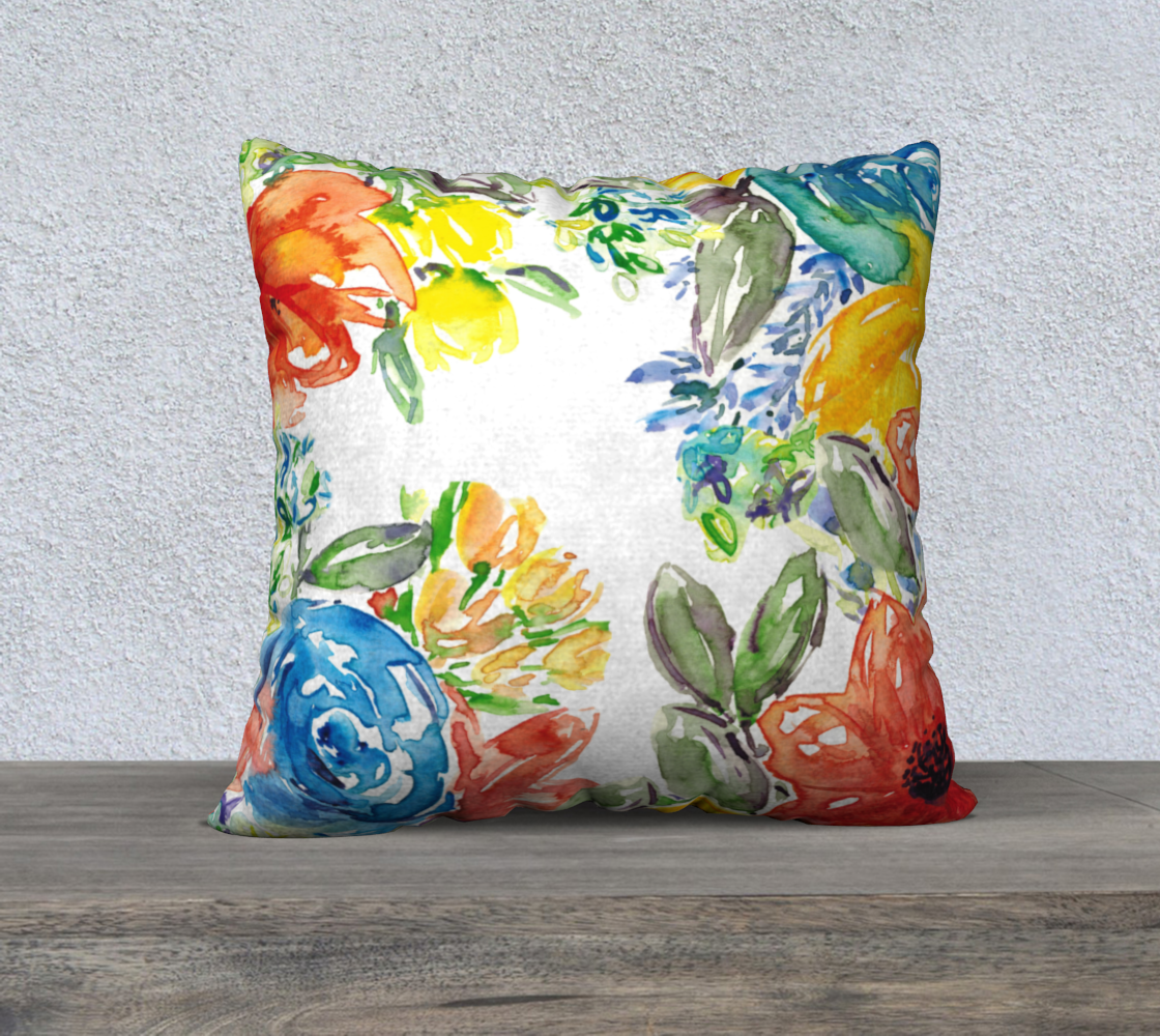 Aperçu de Vibrant Watercolor Floral Pillow Cover #2
