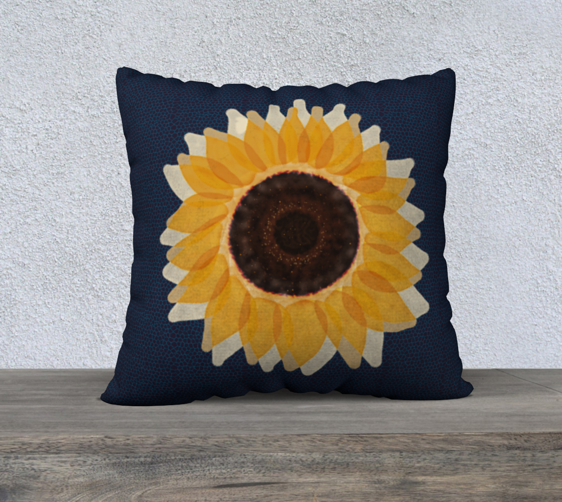 Big Primitive Watercolour Sunflower Dark Indigo Blue Honeycomb thumbnail #2