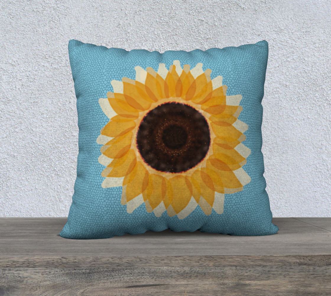 Aperçu de Big Primitive Sunflower Cornflower Blue Hexagon Tile