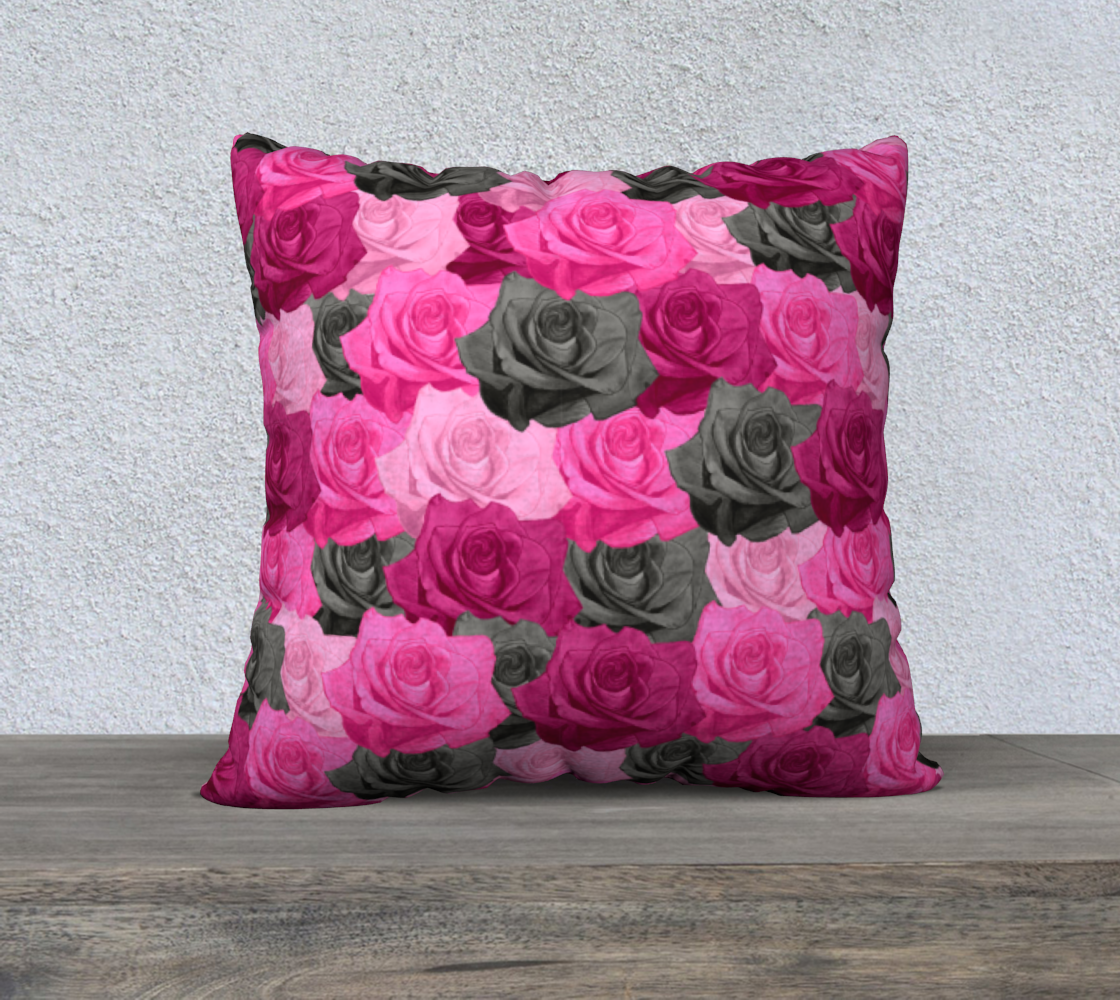 Aperçu de Pink Roses Pillow Case - 22" x 22"