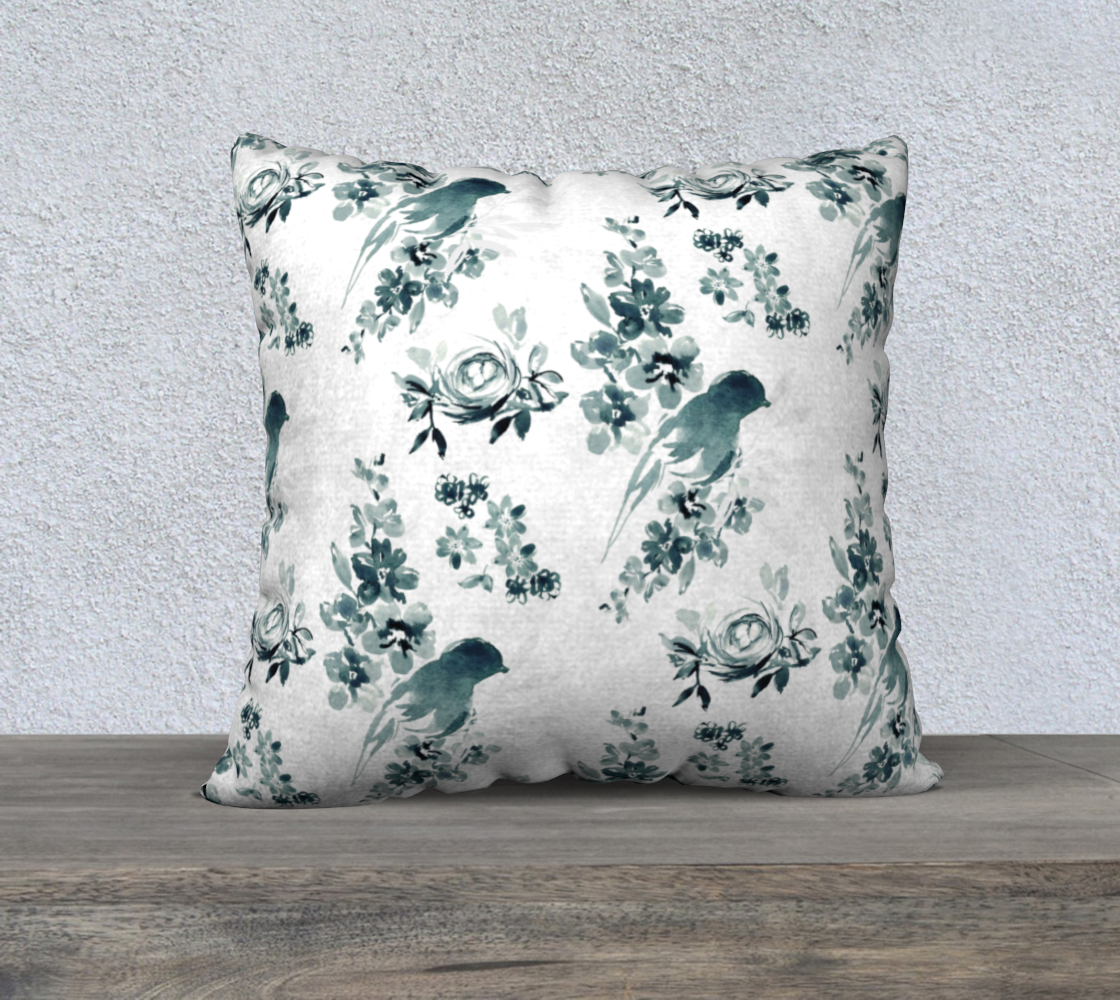 blue and white bird pillow 22x22 preview #1