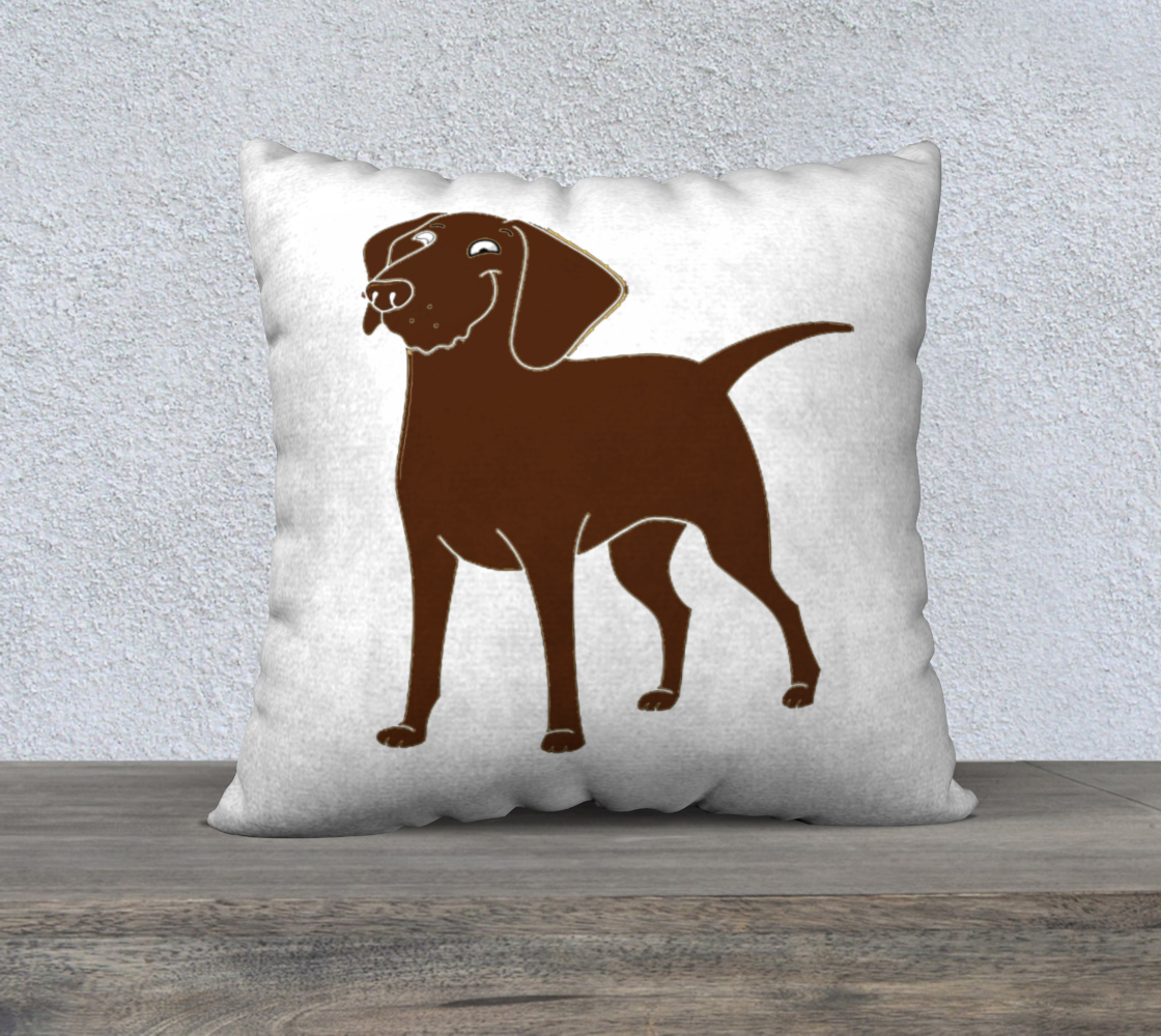 Labrador Retriever chocolate cartoon 22 x 22 pillow case preview #1
