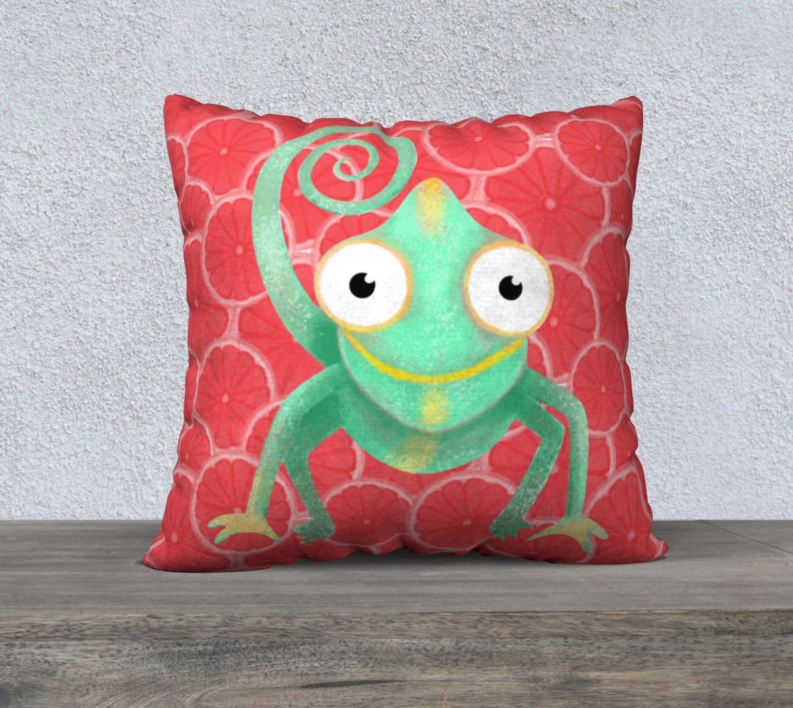 Mambo the Chameleon 22x22 Pillow Case (red) preview #2