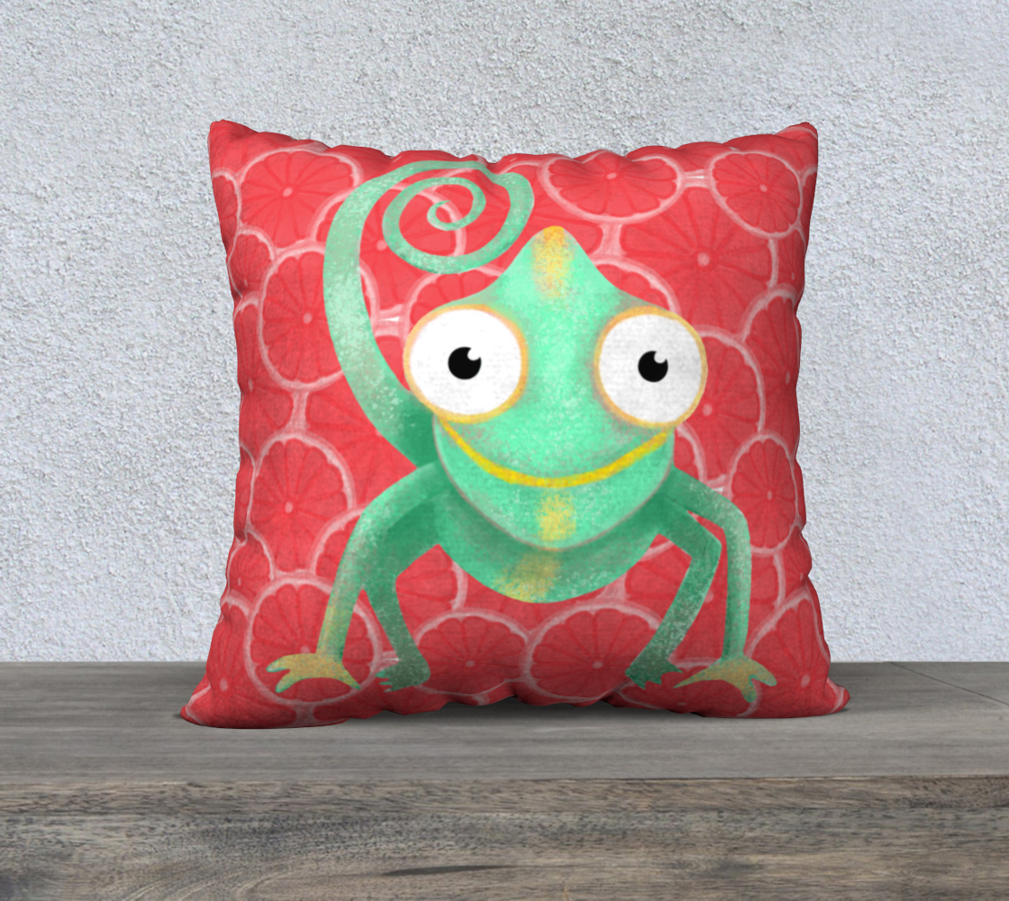 Mambo the Chameleon 22x22 Pillow Case (red) preview