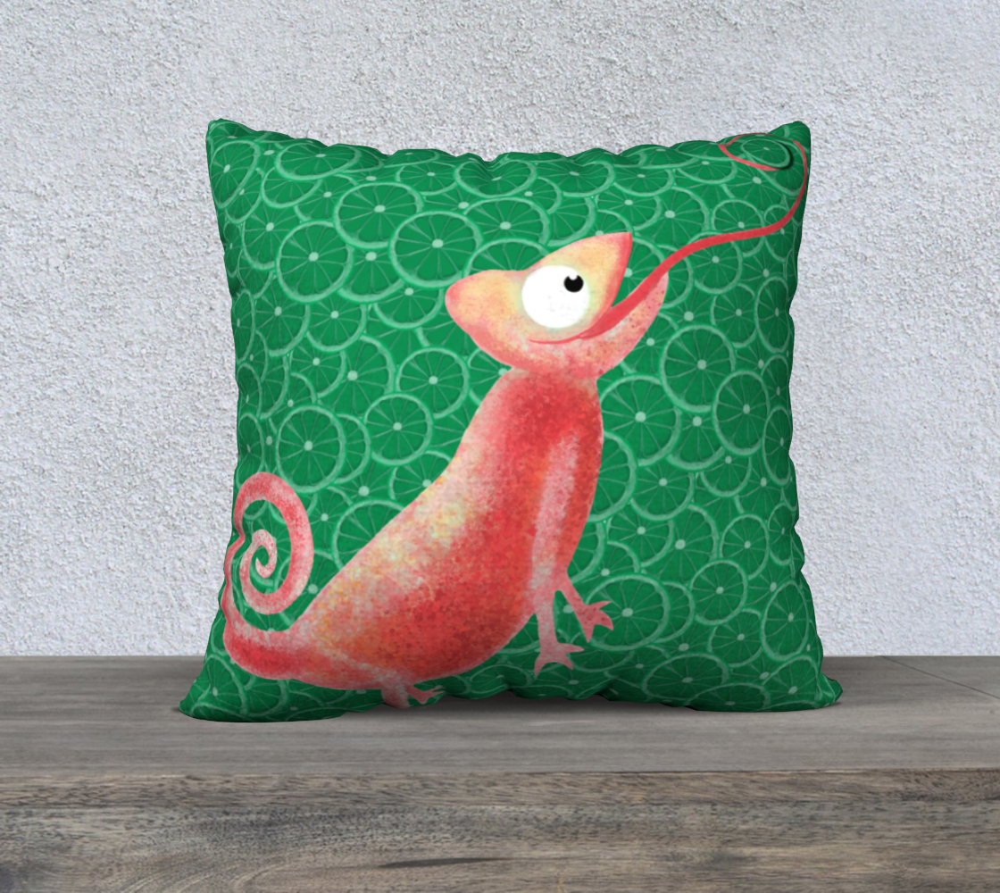 Wally the Chameleon Pillow Case (Green) preview #2