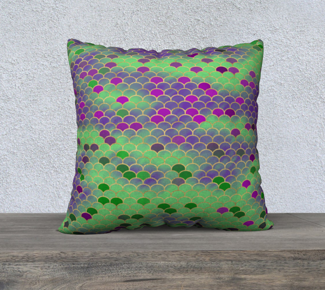 Green and Purple Mermaid Scales 22x22 Pillow Case preview