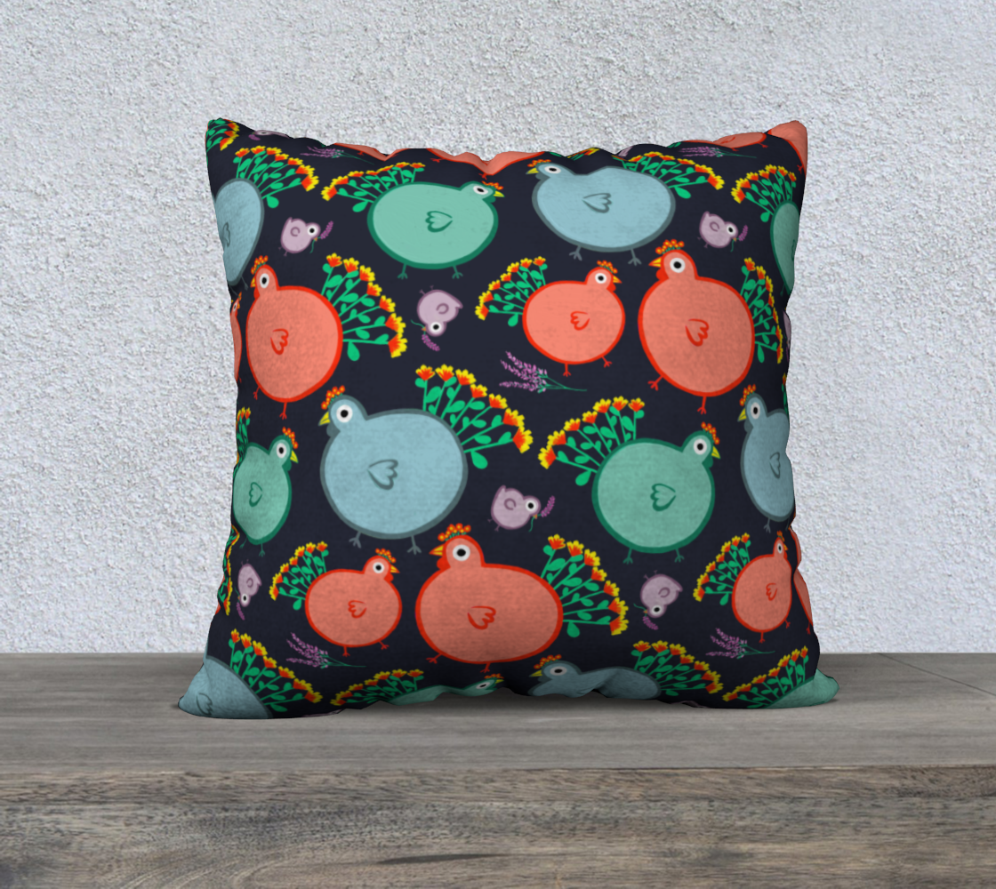 Quirky Chickens Pillow Case 22x22 preview