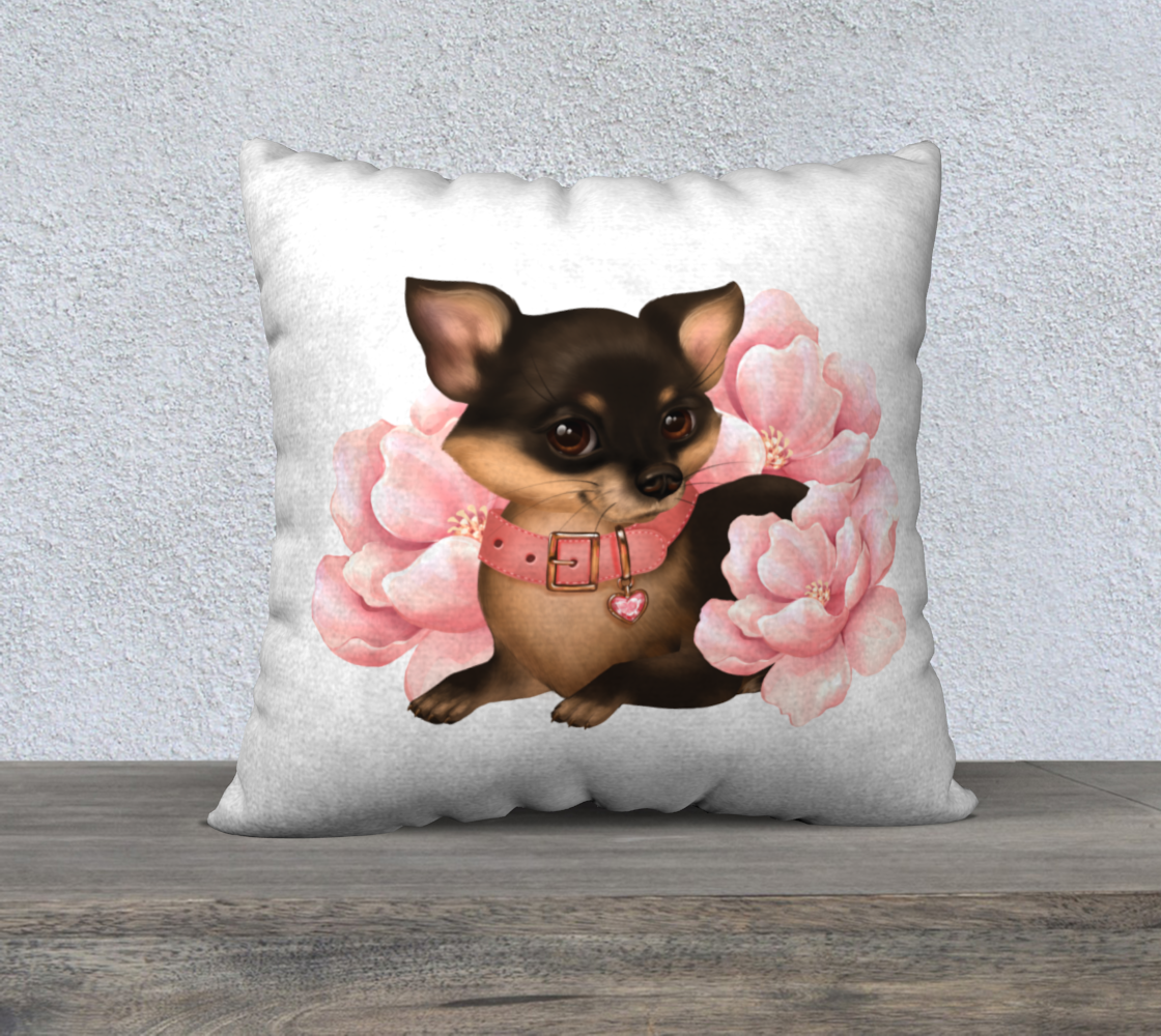 Cute little chihuahua dog with flowers preview