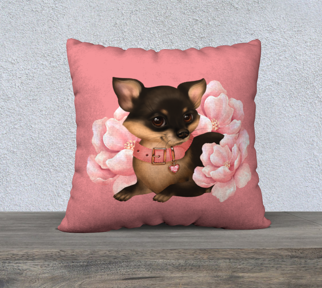 Cute little chihuahua dog with flowers Miniature #2