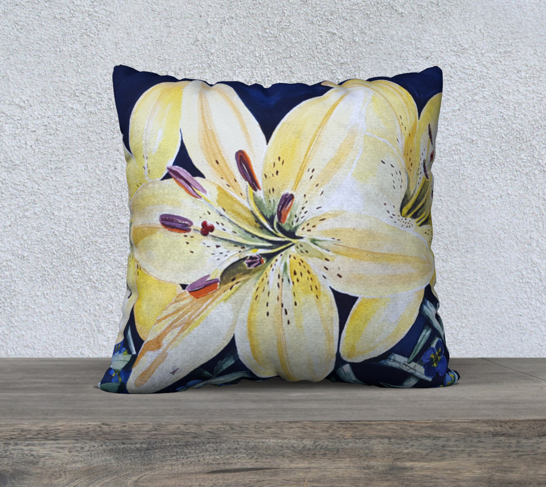 Yellow Lilies (Sig) 22in X 22in Pillow Case preview
