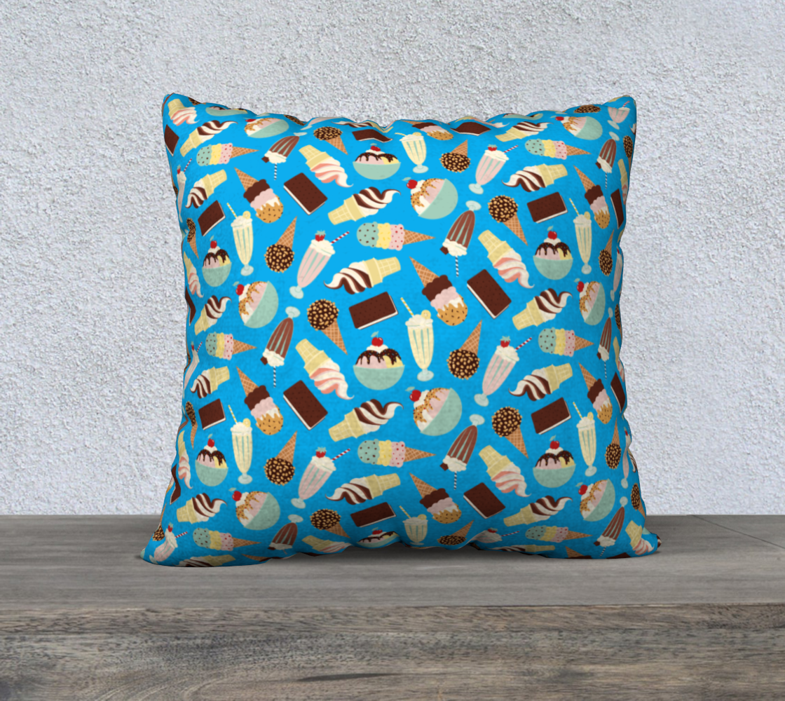 Ice Cream 22x22 Pillow Case (Blue) preview #2