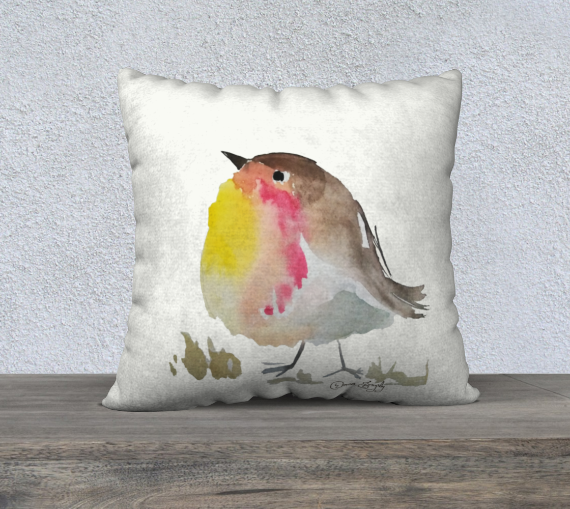 Baby Robin Watercolor 22inX22in Pillow Case preview