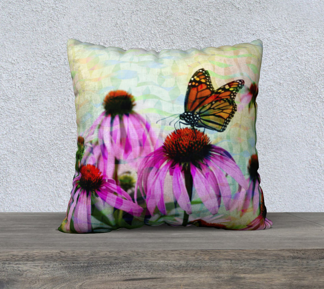 Boho Monarch Butterfly Pink Cone Flower Mosaic preview
