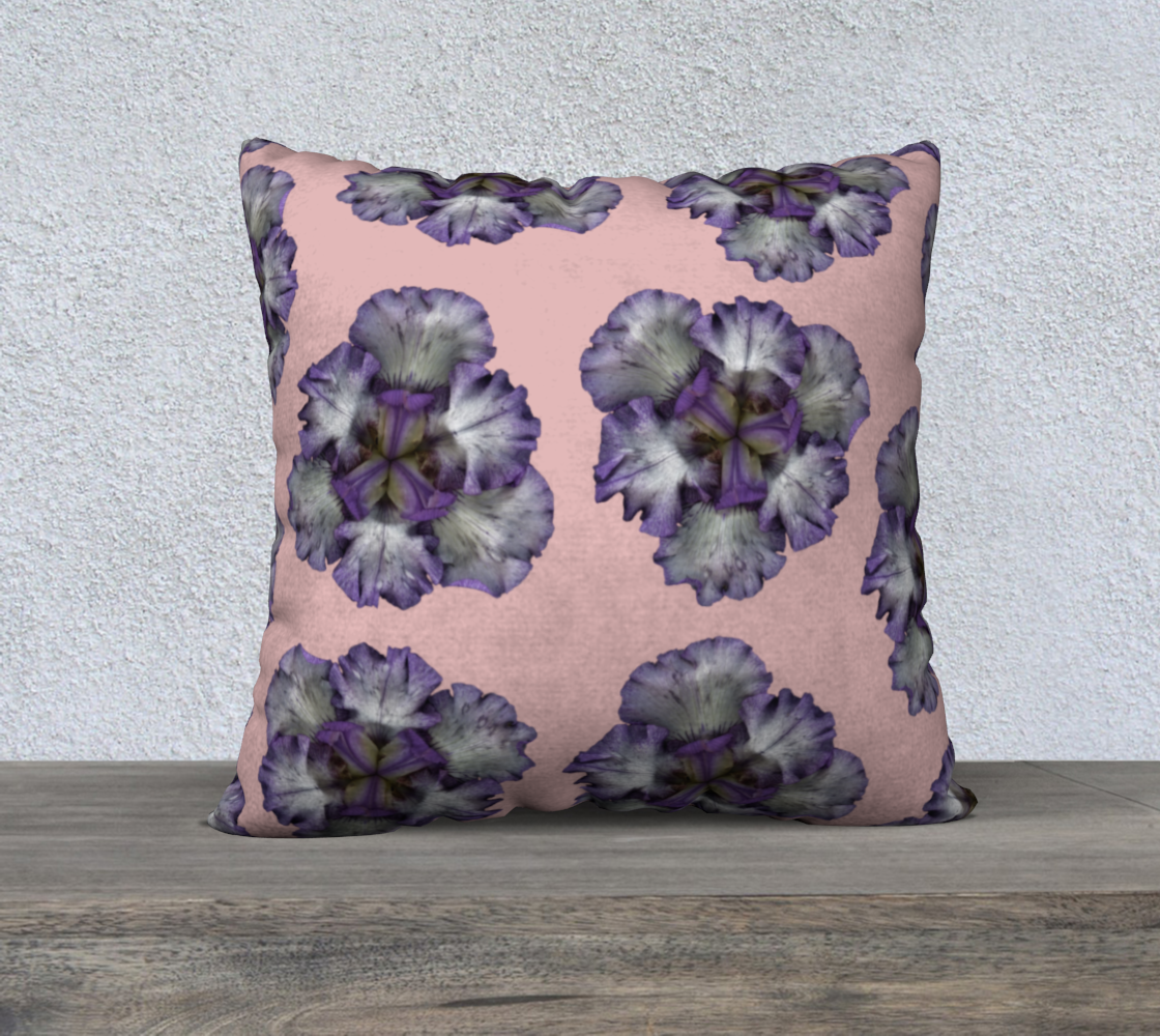 Aperçu de 22x22 Pillow Case * Purple Iris on PInk Linen*Canvas*Velveteen Floral Pillow Covers