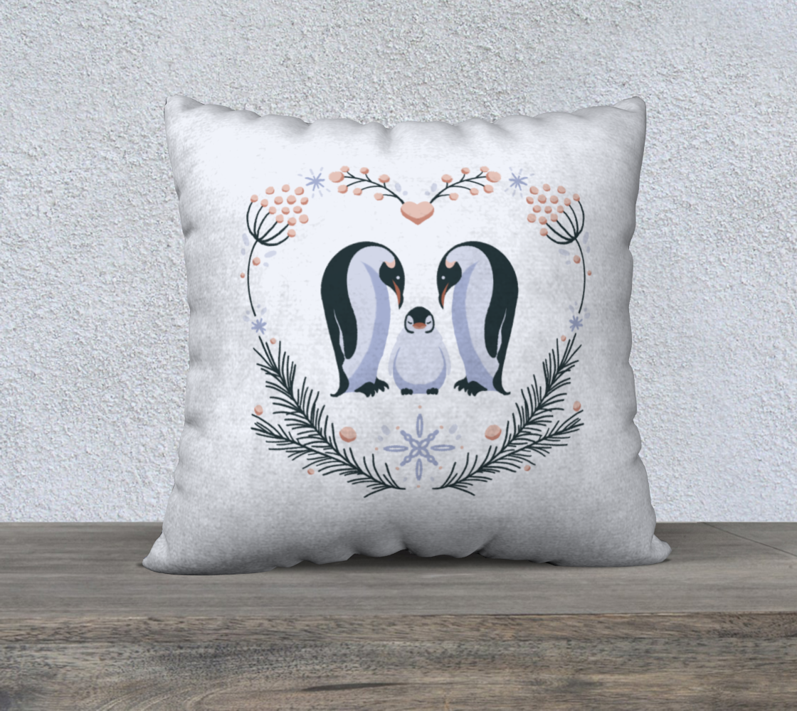 Aperçu de Penguin Love - Pillow with Ornamental Back