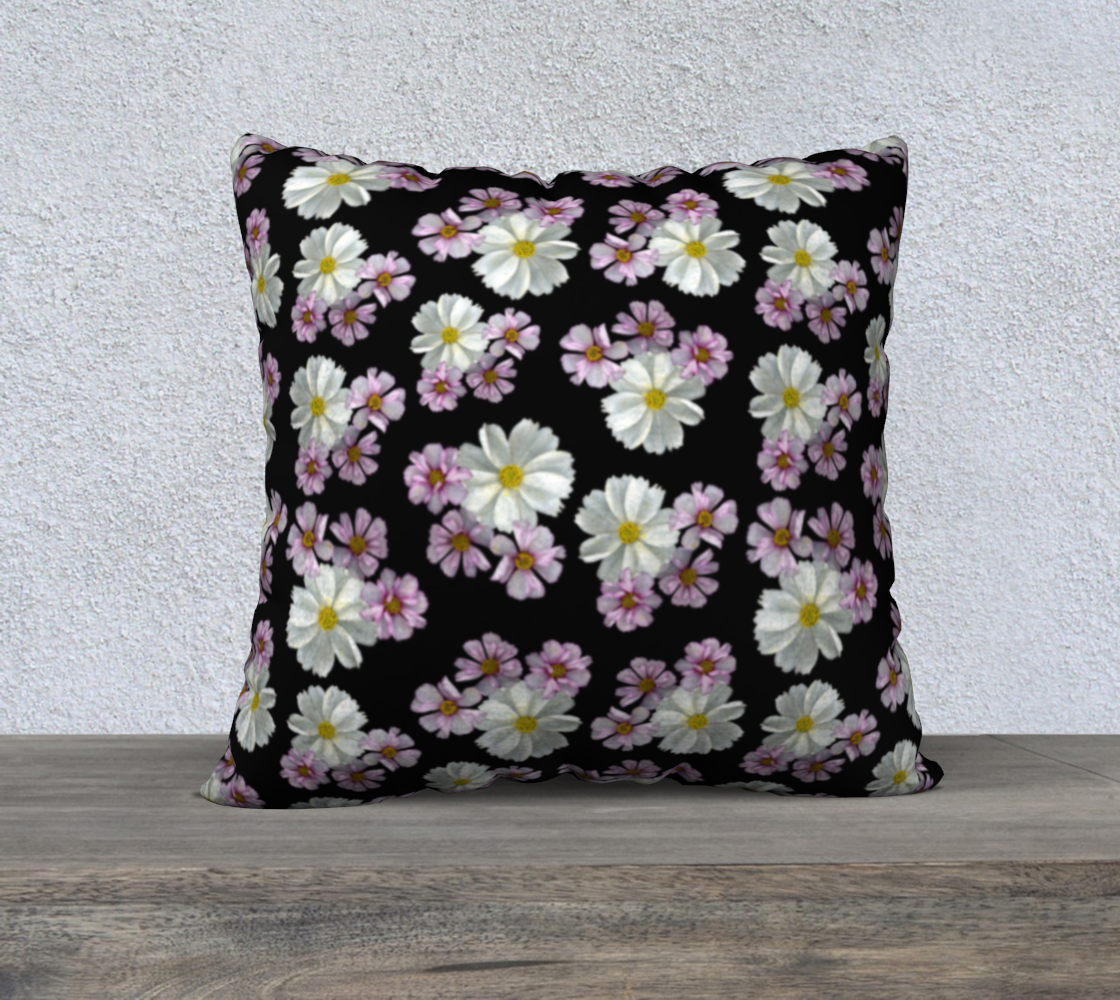 Aperçu de 22x22 Pillow Case * Abstract Floral Pillow Covers * Linen*Canvas*Velveteen Decorative Pillows * Pink Purple White Cosmos Blossoms #2